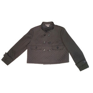 Per Se Women's Black Cropped Quilted Double Breasted Jacket Blazer Size 14 69161